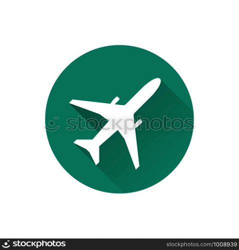 colored plane icon in a circle in flat. colored plane icon in circle in flat