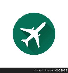 colored plane icon in a circle in flat. colored plane icon in circle in flat