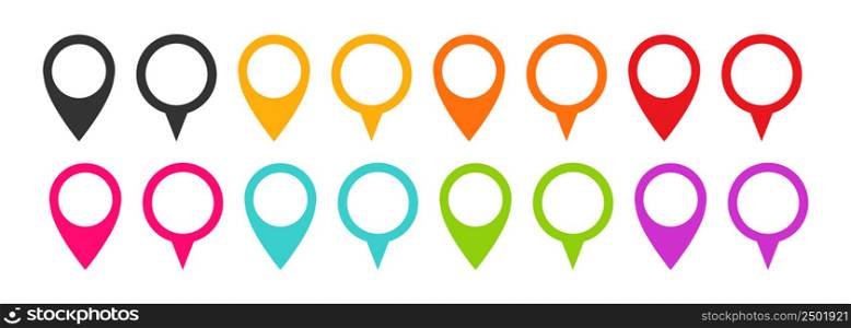 Colored pointers icon. Navigation illustration symbol. Sign gps vector.