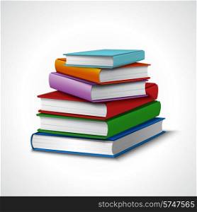 Colored realistic book stack school library education concept vector illustration