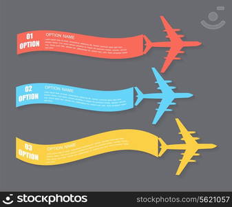 Colored Retro Airplane Banner. Vector Illustration. EPS10