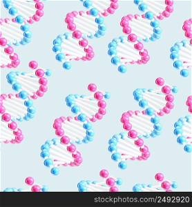 Colored science seamless background with pink and blue DNA pattern vector illustration. Science Dna Pattern