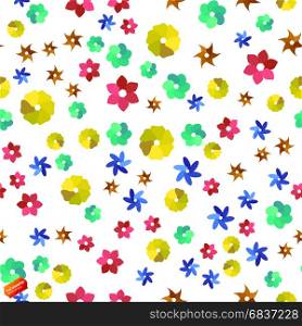 Colored Seamless Pattern. Colorful Different Shapes Background