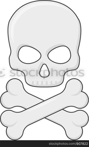 colored skull and bone icon in flat style