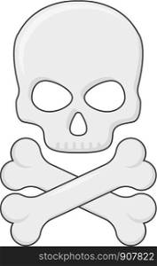 colored skull and bone icon in flat style