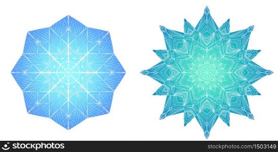 Colored snowflakes from ice. Vector mandalas for invitations, cards and your creativity. Colored snowflakes from ice.
