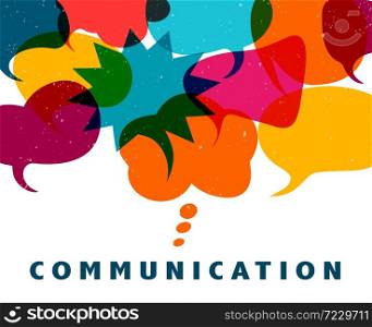 Colored speech bubble. Communication text.Social network. Colored cloud.To speak - discussion.Symbol to talk and communicate.Friendship and dialogue diverse cultures.News.Multilayer
