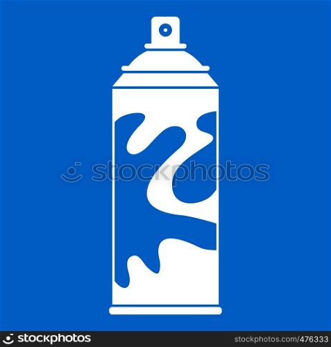 Colored spray icon white isolated on blue background vector illustration. Colored spray icon white