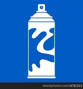 Colored spray icon white isolated on blue background vector illustration. Colored spray icon white