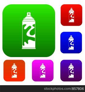 Colored spray set icon color in flat style isolated on white. Collection sings vector illustration. Colored spray set color collection