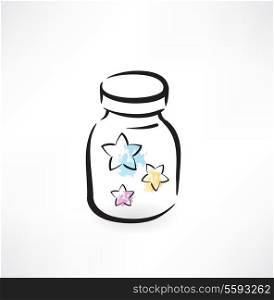 colored stars in the glass jar grunge icon