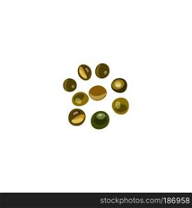 colored stones, precious gems, glass balls, french green, Vector illustration. colored stones, precious gems, glass balls, french green,