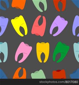 Colored teeth on a grey background seamless pattern. Vector hilarious background fabric.&#xA;