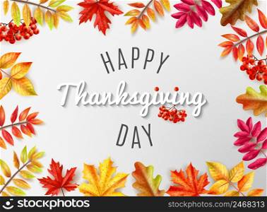 Colored thanksgiving day card with felicitation at the center happy thanksgiving day vector illustration. Thanksgiving Day Card
