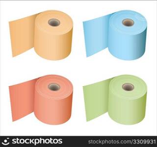 Colored toilet paper roll in a variety of subtle colours tissue
