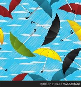 Colored umbrellas pattern, seamless background
