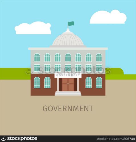 Colored urban government building with sing, vector illustration. Colored urban government building
