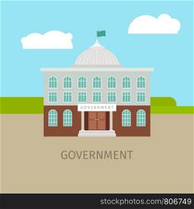 Colored urban government building with sing, vector illustration. Colored urban government building