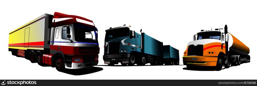 Colored Vector illustration of trucks. Help for designers