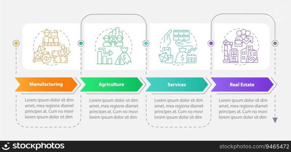 Colorful 2D overproduction vector infographics template with linear icons, data visualization with 4 steps, process timeline chart.. Multicolor overproduction layout with line icons