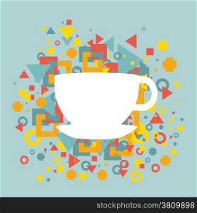 colorful abstract background with a cup of coffee