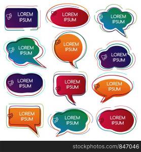 Colorful Abstract Chat Label or text Bubbles set. Vector illustration.