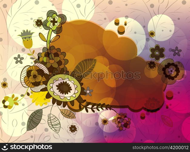 colorful abstract floral frame vector illustration