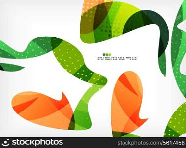 Colorful abstract flowing shapes with dotted texture on grey background