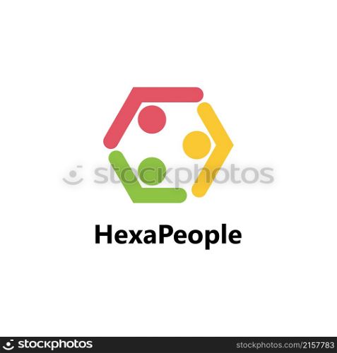 Colorful Abstract People Logo Design Illustration