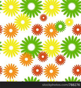 Colorful abstract seamless pattern with silhouettes of fantastic flowers. Simple flat vector illustration.