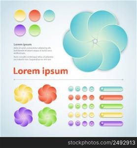 Colorful abstract web UI elements design flat isolated vector illustration. Abstract Web UI Elements