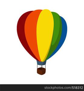 Colorful air balloon icon in cartoon style on a white background. Colorful air balloon icon, cartoon style