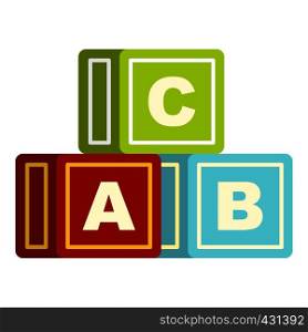 Colorful alphabet cubes icon flat isolated on white background vector illustration. Colorful alphabet cubes icon isolated