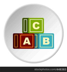 Colorful alphabet cubes icon in flat circle isolated vector illustration for web. Colorful alphabet cubes icon circle