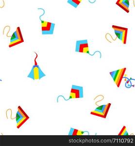 Colorful And Fun Kites Vector Seamless Pattern Flat Illustration. Colorful And Fun Kites Vector Seamless Pattern
