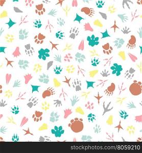Colorful animal footprints seamless pattern. Colorful animal footprints seamless pattern. Vector illustration
