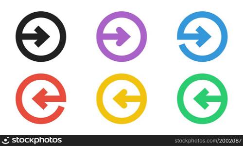 Colorful arrow icon. Vector isolated illustration. Color cursor collection. Arrows symbol on white background.