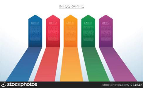 colorful arrow lines Infographic 5 options background vector illustration