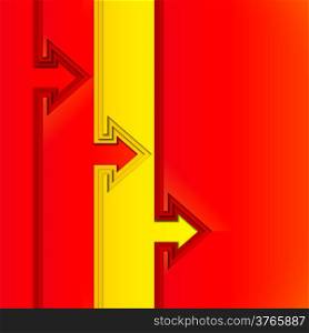 Colorful arrows with red and yellow cut paper layers