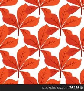 Colorful autumn or fall leaf background seamless pattern with an overlapping repeat motif on white, in square format. Colorful autumn leaf background seamless pattern