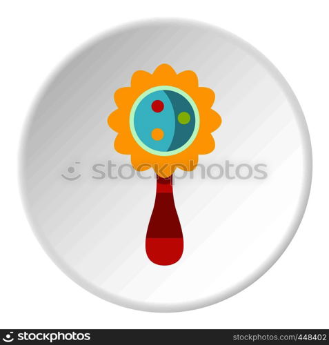 Colorful baby rattle icon in flat circle isolated vector illustration for web. Colorful baby rattle icon circle