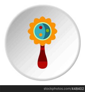 Colorful baby rattle icon in flat circle isolated vector illustration for web. Colorful baby rattle icon circle