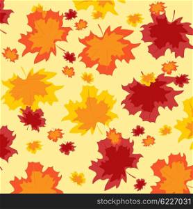 Colorful background from autumn sheet on yellow background. Background from autumn sheet