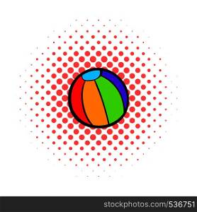 Colorful ball icon in comics style on a white background. Colorful ball icon, comics style
