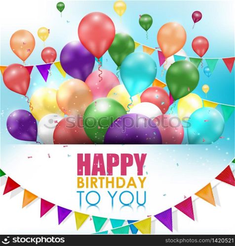 Colorful balloons Happy Birthday on white background.vector