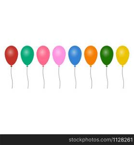 Colorful balloons in isolated white background. Collection of colorful balloons. Vector illustration.
