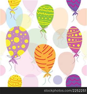 Colorful balloons on white background seamless pattern. Vector illustration.