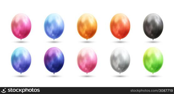 Colorful balloons realistic 3d vector object illustration