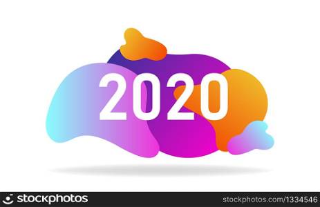 Colorful banner Happy New Year 2020 abstract liquid shape. Vector illustration EPS 10