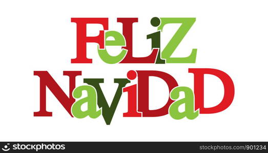 Colorful banner that says HAPPY CHRISTMAS. Lettering for design and decoration. language Spanish